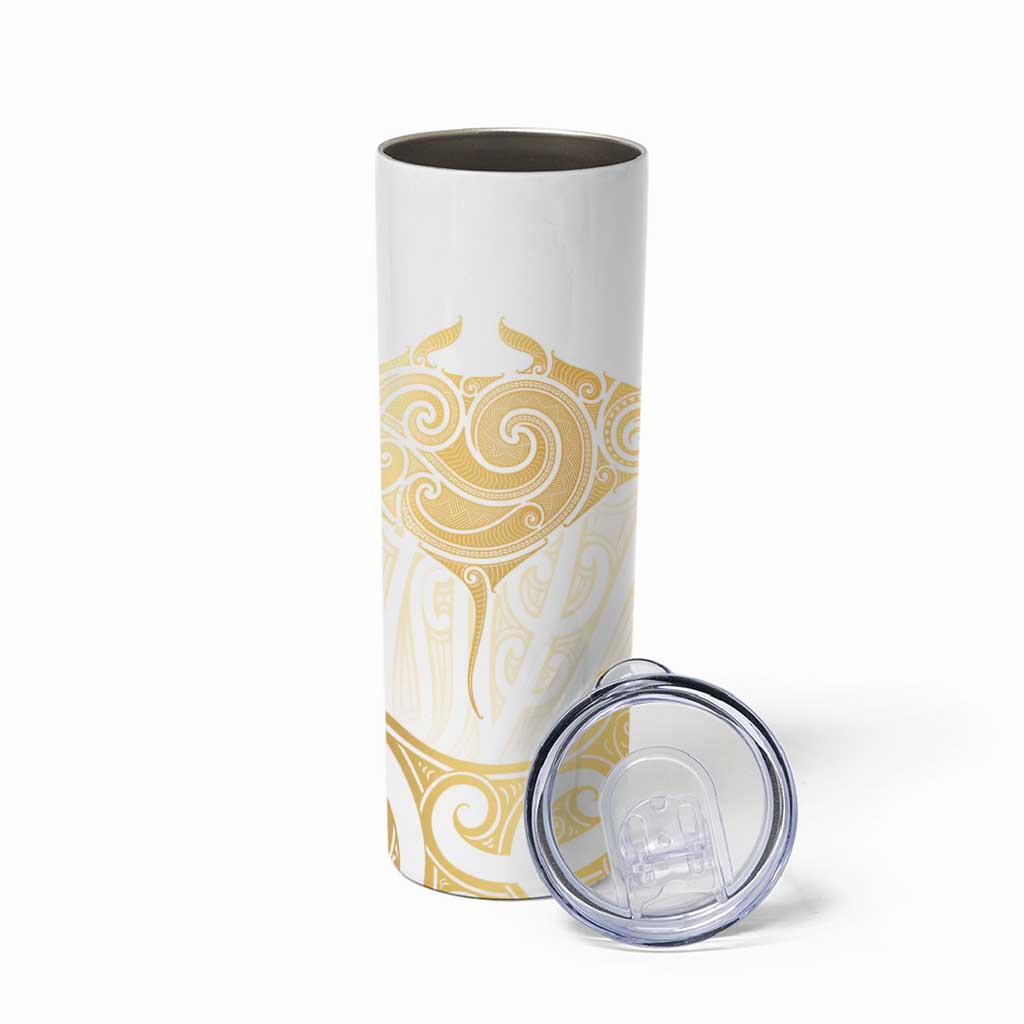 Gold White New Zealand Manta Ray Skinny Tumbler Aotearoa Maori Haehae - Aussie Hoodie
