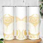 Gold White New Zealand Manta Ray Skinny Tumbler Aotearoa Maori Haehae - Aussie Hoodie