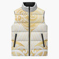 Gold White New Zealand Manta Ray Sleeveless Puffer Jacket Aotearoa Maori Haehae - Aussie Hoodie