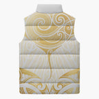 Gold White New Zealand Manta Ray Sleeveless Puffer Jacket Aotearoa Maori Haehae - Aussie Hoodie