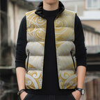 Gold White New Zealand Manta Ray Sleeveless Puffer Jacket Aotearoa Maori Haehae - Aussie Hoodie