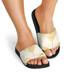 Gold White New Zealand Manta Ray Slide Sandals Aotearoa Maori Haehae - Aussie Hoodie