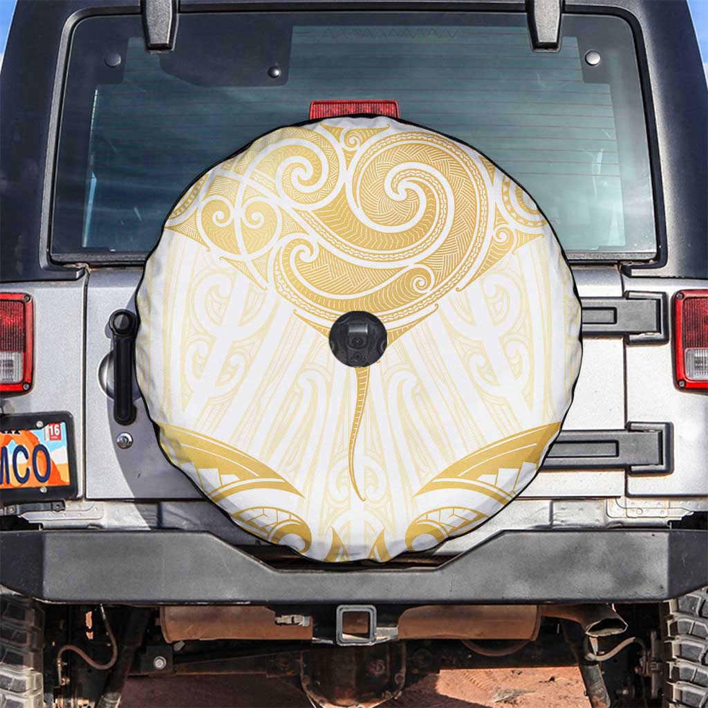 Gold White New Zealand Manta Ray Spare Tire Cover Aotearoa Maori Haehae - Aussie Hoodie