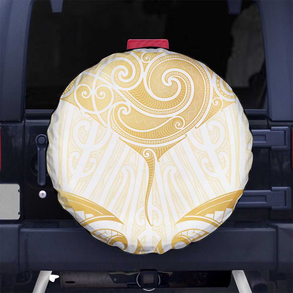 Gold White New Zealand Manta Ray Spare Tire Cover Aotearoa Maori Haehae - Aussie Hoodie
