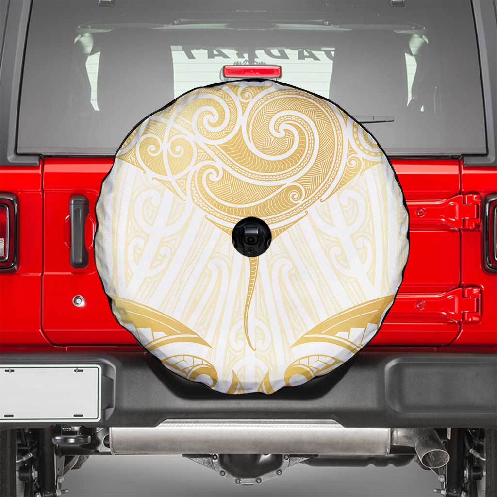 Gold White New Zealand Manta Ray Spare Tire Cover Aotearoa Maori Haehae - Aussie Hoodie