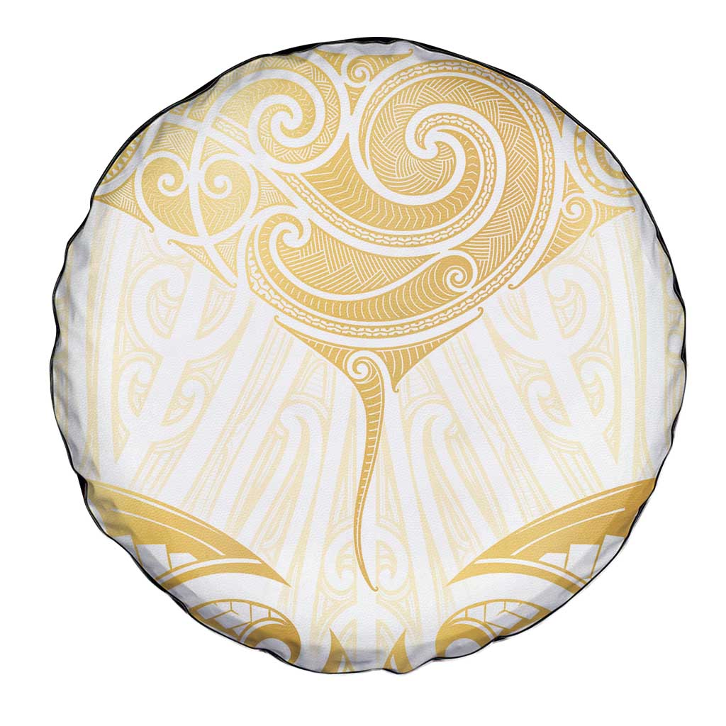 Gold White New Zealand Manta Ray Spare Tire Cover Aotearoa Maori Haehae - Aussie Hoodie