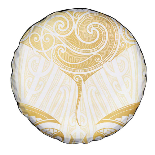 Gold White New Zealand Manta Ray Spare Tire Cover Aotearoa Maori Haehae - Aussie Hoodie