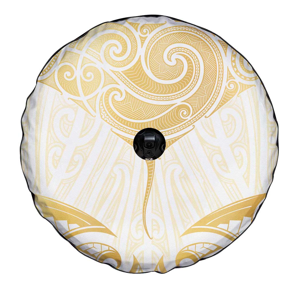 Gold White New Zealand Manta Ray Spare Tire Cover Aotearoa Maori Haehae - Aussie Hoodie