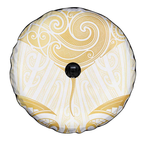 Gold White New Zealand Manta Ray Spare Tire Cover Aotearoa Maori Haehae - Aussie Hoodie