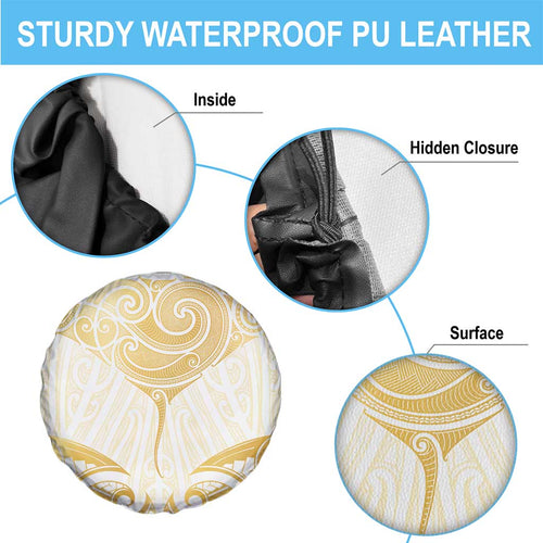Gold White New Zealand Manta Ray Spare Tire Cover Aotearoa Maori Haehae - Aussie Hoodie