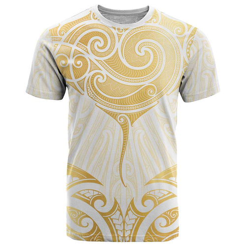 Gold White New Zealand Manta Ray T Shirt Aotearoa Maori Haehae - Aussie Hoodie