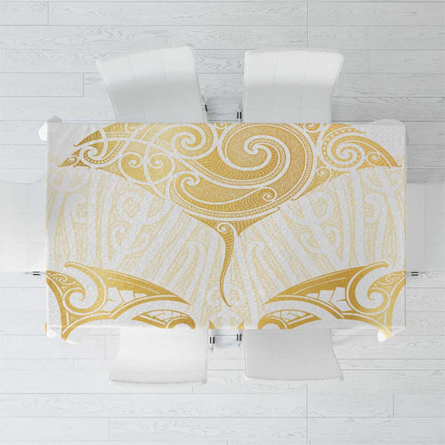 Gold White New Zealand Manta Ray Tablecloth Aotearoa Maori Haehae - Aussie Hoodie