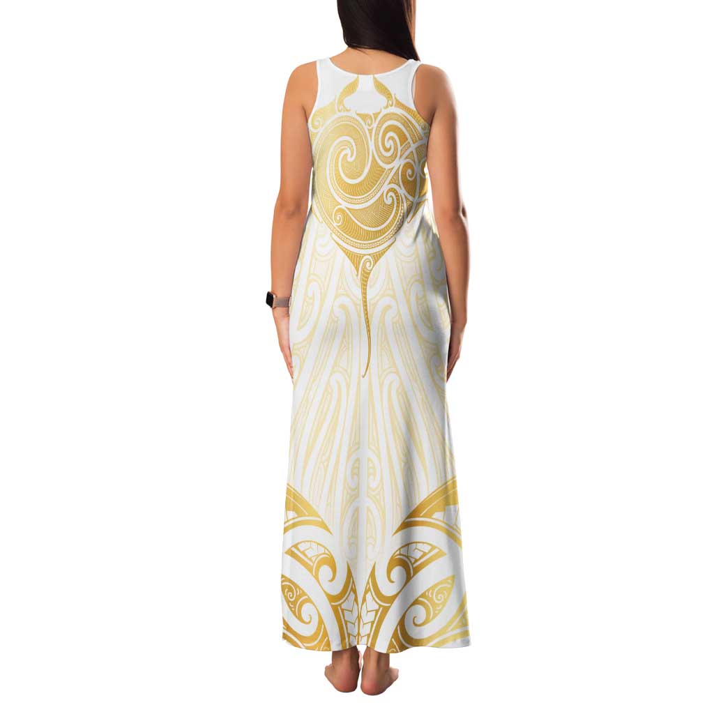 Gold White New Zealand Manta Ray Tank Maxi Dress Aotearoa Maori Haehae - Aussie Hoodie