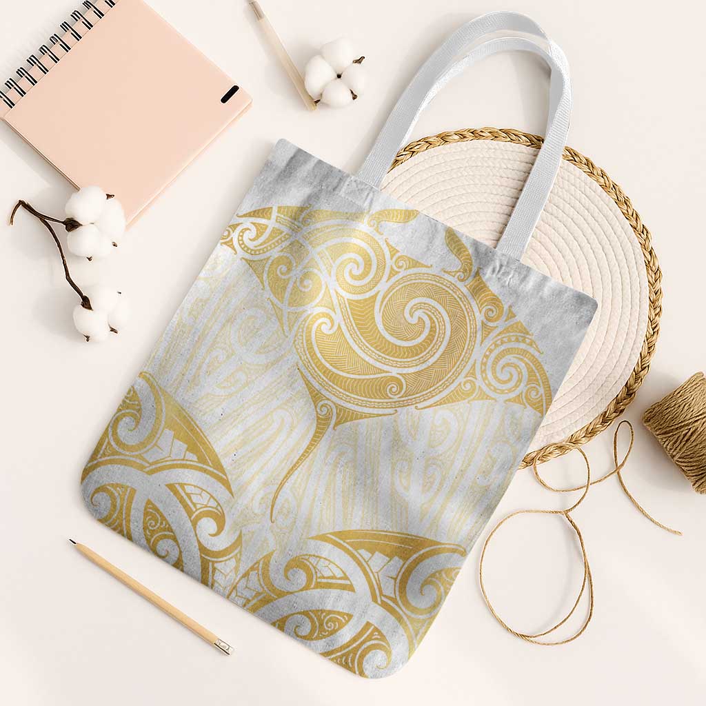 Gold White New Zealand Manta Ray Tote Bag Aotearoa Maori Haehae - Aussie Hoodie