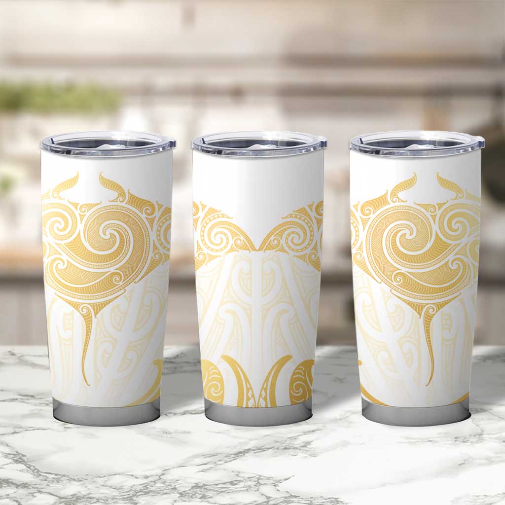 Gold White New Zealand Manta Ray Tumbler Cup Aotearoa Maori Haehae - Aussie Hoodie