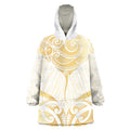 Gold White New Zealand Manta Ray Wearable Blanket Hoodie Aotearoa Maori Haehae - Aussie Hoodie