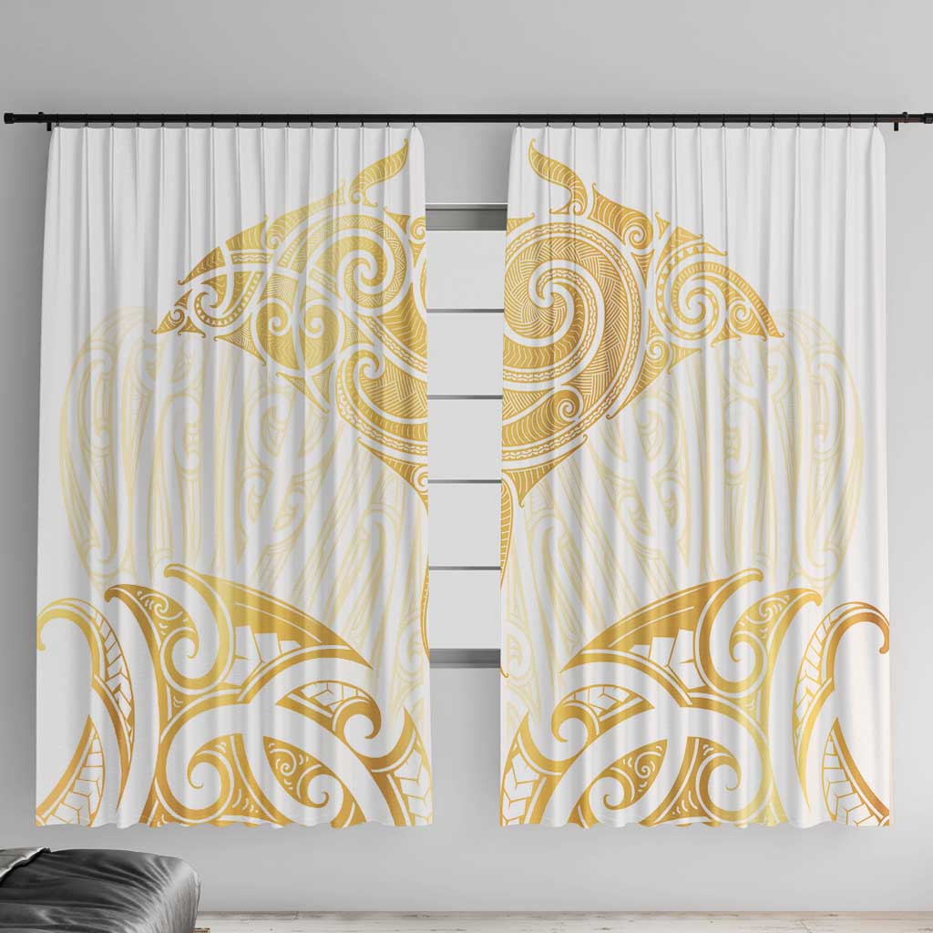 Gold White New Zealand Manta Ray Window Curtain Aotearoa Maori Haehae - Aussie Hoodie
