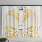 Gold White New Zealand Manta Ray Window Curtain Aotearoa Maori Haehae - Aussie Hoodie