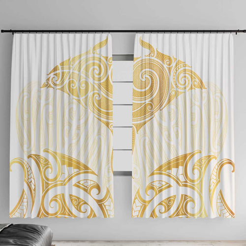 Gold White New Zealand Manta Ray Window Curtain Aotearoa Maori Haehae - Aussie Hoodie