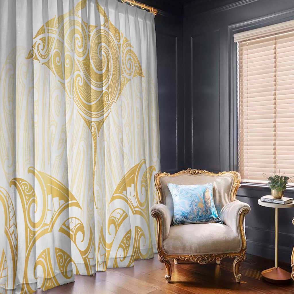 Gold White New Zealand Manta Ray Window Curtain Aotearoa Maori Haehae - Aussie Hoodie