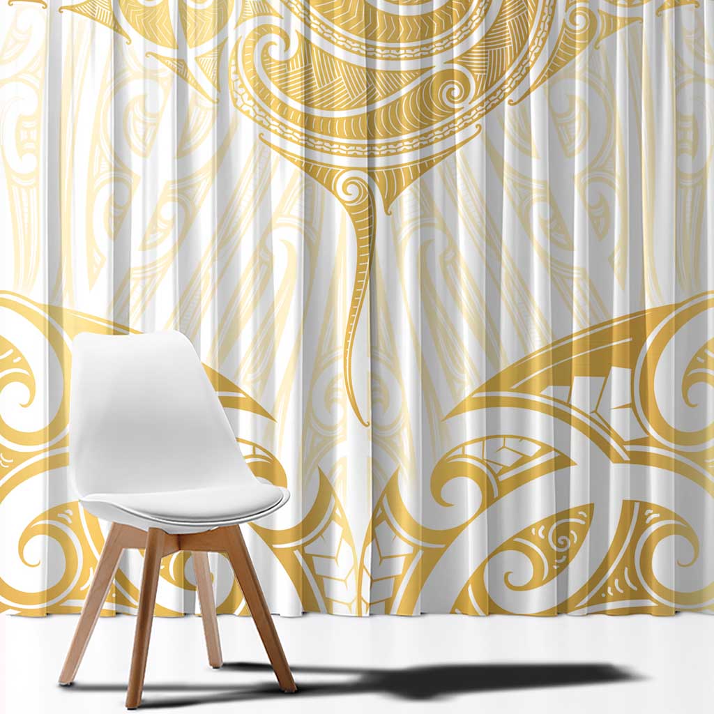 Gold White New Zealand Manta Ray Window Curtain Aotearoa Maori Haehae - Aussie Hoodie