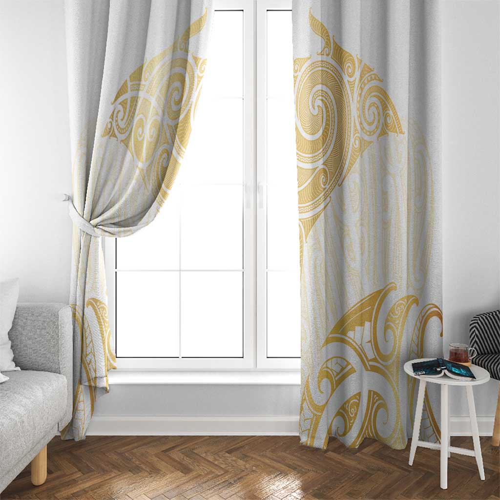 Gold White New Zealand Manta Ray Window Curtain Aotearoa Maori Haehae - Aussie Hoodie