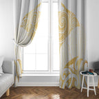 Gold White New Zealand Manta Ray Window Curtain Aotearoa Maori Haehae - Aussie Hoodie