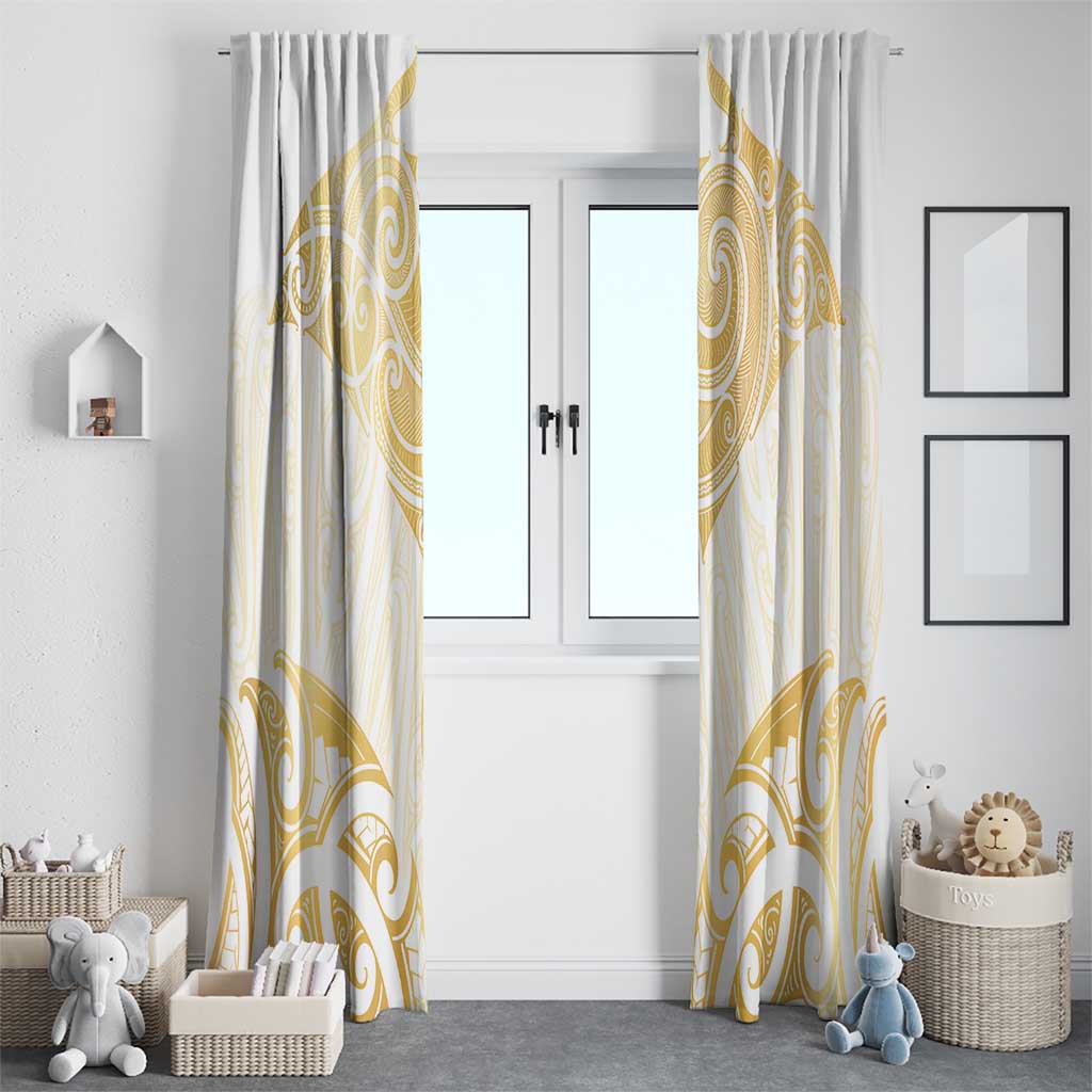 Gold White New Zealand Manta Ray Window Curtain Aotearoa Maori Haehae - Aussie Hoodie