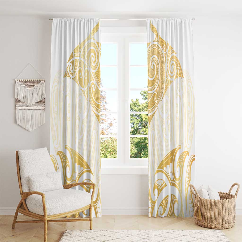 Gold White New Zealand Manta Ray Window Curtain Aotearoa Maori Haehae - Aussie Hoodie