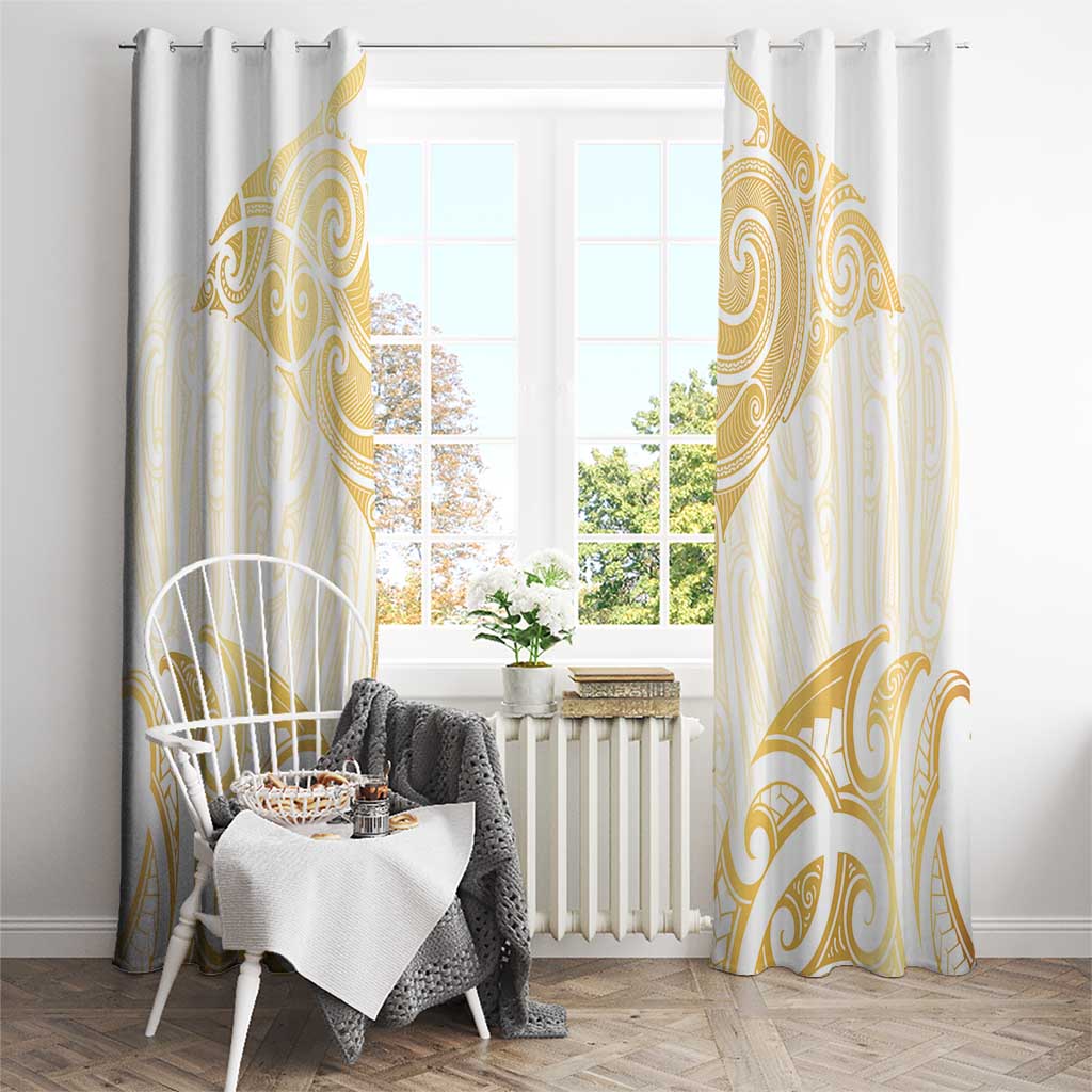 Gold White New Zealand Manta Ray Window Curtain Aotearoa Maori Haehae - Aussie Hoodie