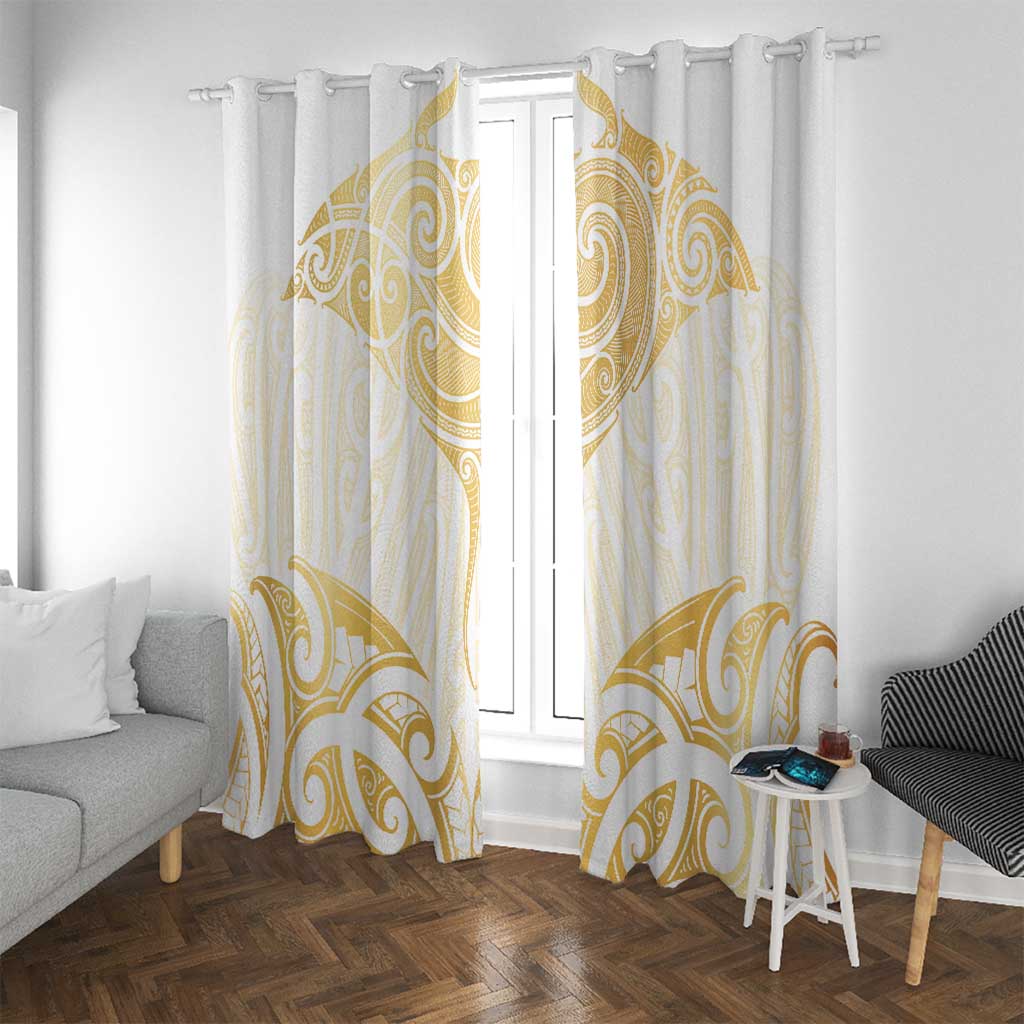 Gold White New Zealand Manta Ray Window Curtain Aotearoa Maori Haehae - Aussie Hoodie