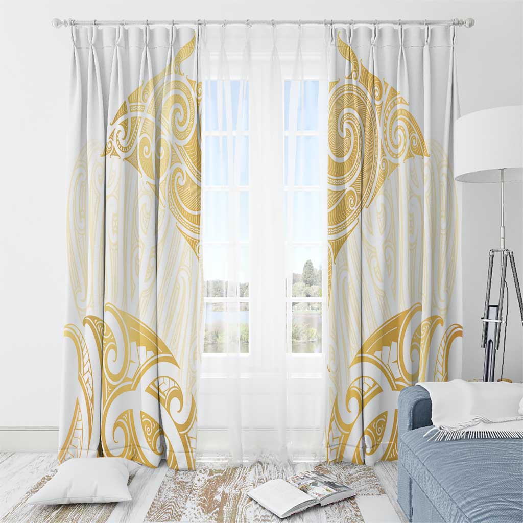 Gold White New Zealand Manta Ray Window Curtain Aotearoa Maori Haehae - Aussie Hoodie