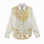 Gold White New Zealand Manta Ray Women Casual Shirt Aotearoa Maori Haehae - Aussie Hoodie