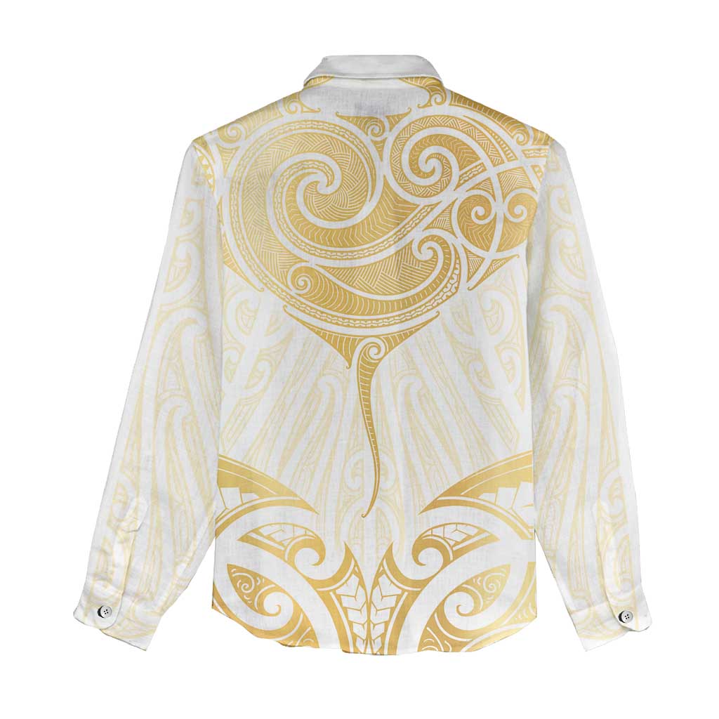 Gold White New Zealand Manta Ray Women Casual Shirt Aotearoa Maori Haehae - Aussie Hoodie