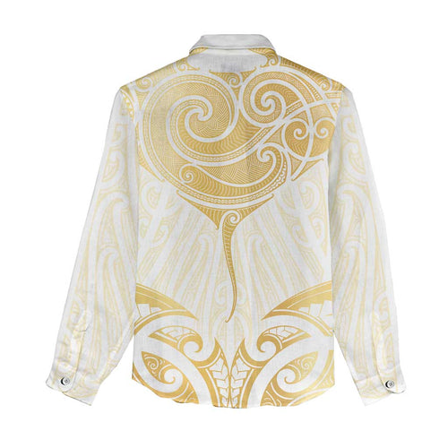 Gold White New Zealand Manta Ray Women Casual Shirt Aotearoa Maori Haehae - Aussie Hoodie