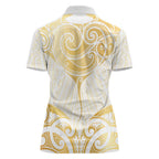 Gold White New Zealand Manta Ray Women Polo Shirt Aotearoa Maori Haehae - Aussie Hoodie