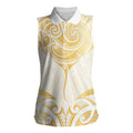 Gold White New Zealand Manta Ray Women Sleeveless Polo Shirt Aotearoa Maori Haehae - Aussie Hoodie