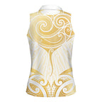 Gold White New Zealand Manta Ray Women Sleeveless Polo Shirt Aotearoa Maori Haehae - Aussie Hoodie