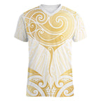 Gold White New Zealand Manta Ray Women V-Neck T-Shirt Aotearoa Maori Haehae - Aussie Hoodie