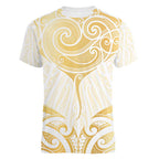 Gold White New Zealand Manta Ray Women V-Neck T-Shirt Aotearoa Maori Haehae - Aussie Hoodie