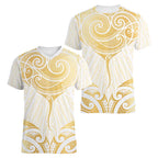 Gold White New Zealand Manta Ray Women V-Neck T-Shirt Aotearoa Maori Haehae - Aussie Hoodie