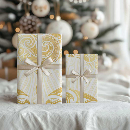 Gold White New Zealand Manta Ray Wrapping Paper Aotearoa Maori Haehae - Aussie Hoodie