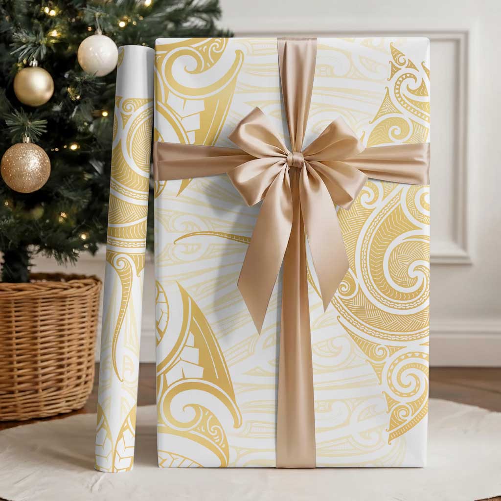 Gold White New Zealand Manta Ray Wrapping Paper Aotearoa Maori Haehae - Aussie Hoodie