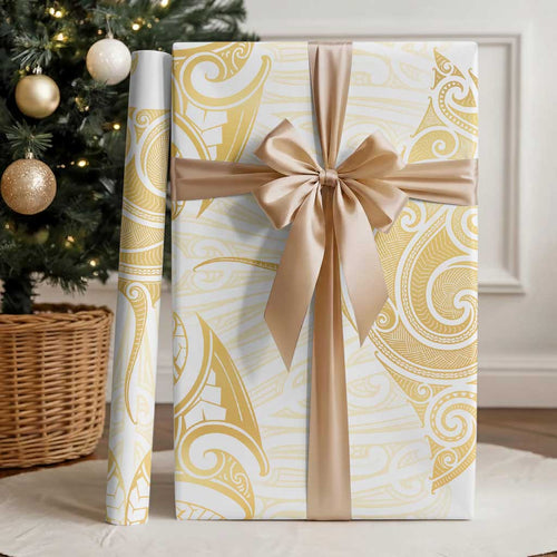 Gold White New Zealand Manta Ray Wrapping Paper Aotearoa Maori Haehae - Aussie Hoodie