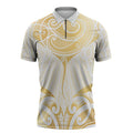 Gold White New Zealand Manta Ray Zipper Polo Shirt Aotearoa Maori Haehae - Aussie Hoodie