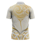 Gold White New Zealand Manta Ray Zipper Polo Shirt Aotearoa Maori Haehae - Aussie Hoodie