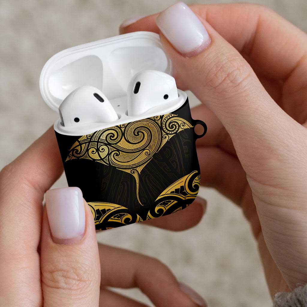 Gold Black New Zealand Manta Ray AirPods Case Aotearoa Maori Haehae - Aussie Hoodie