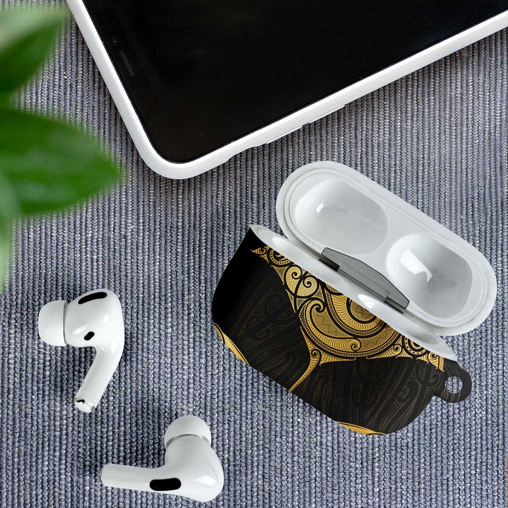 Gold Black New Zealand Manta Ray AirPods Case Aotearoa Maori Haehae - Aussie Hoodie