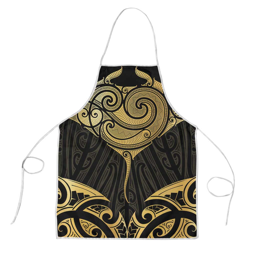 Gold Black New Zealand Manta Ray Apron Aotearoa Maori Haehae - Aussie Hoodie