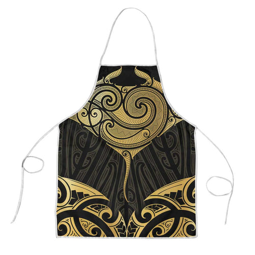 Gold Black New Zealand Manta Ray Apron Aotearoa Maori Haehae - Aussie Hoodie